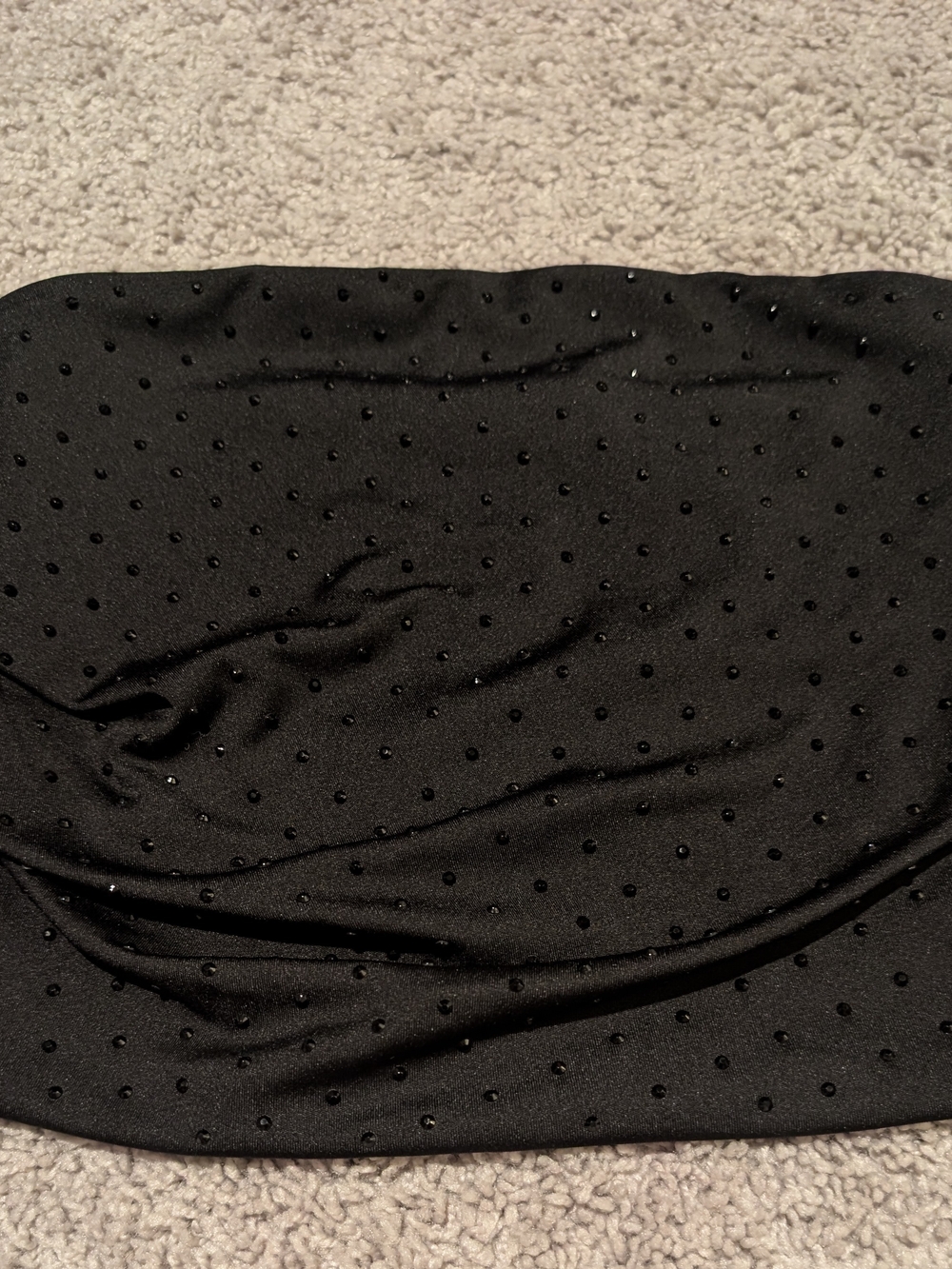 Black Strapless Rhinestone Stretch Top - Picture 2 of 4